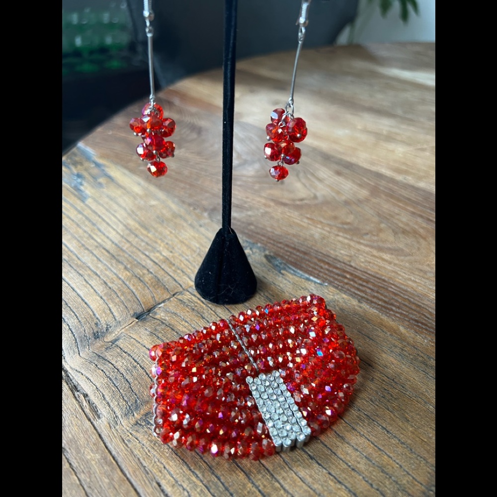 Beautiful beaded earring and bracelet set!